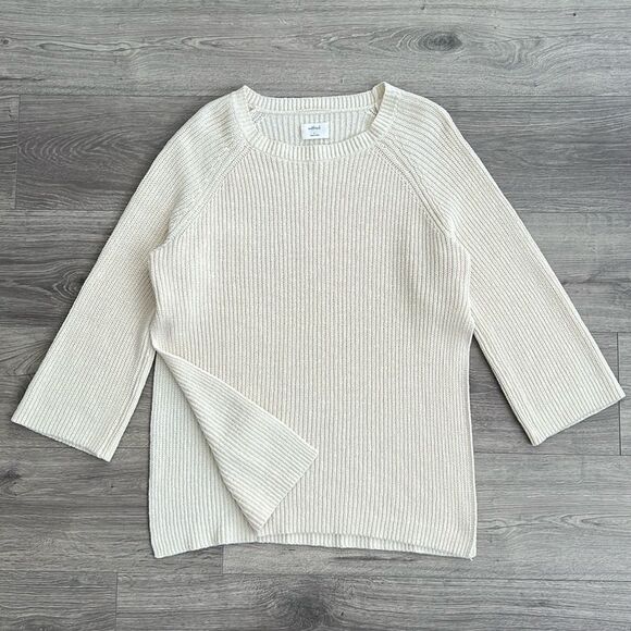 Aritzia Sweaters - Aritzia WILFRED Sweater Knit Tunic Size 2 Side Slit Cream Off White Coastal Boho